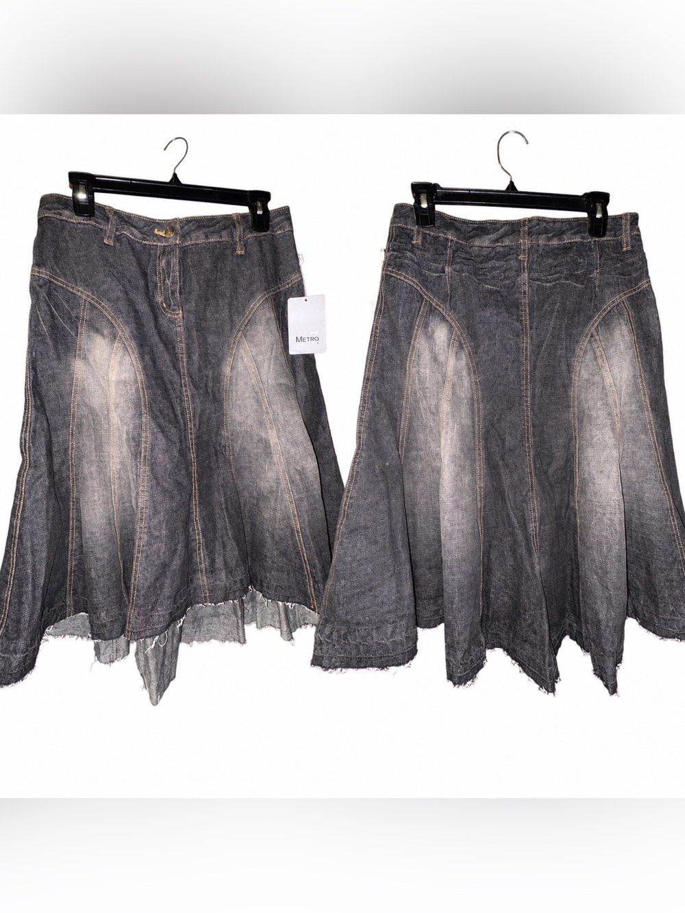Y2K Dark Washed Denim Paneled Skirt
